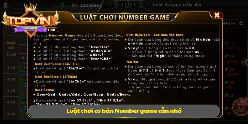 Luật chơi cơ bản Number game cần nhớ